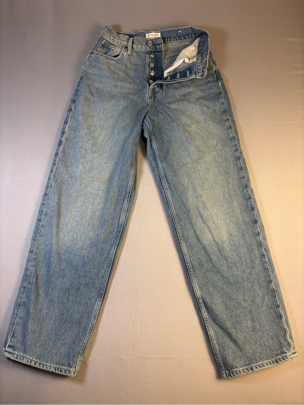 Highly sought after Free People Vintage Light Wash Button-Fly Jeans Size 25